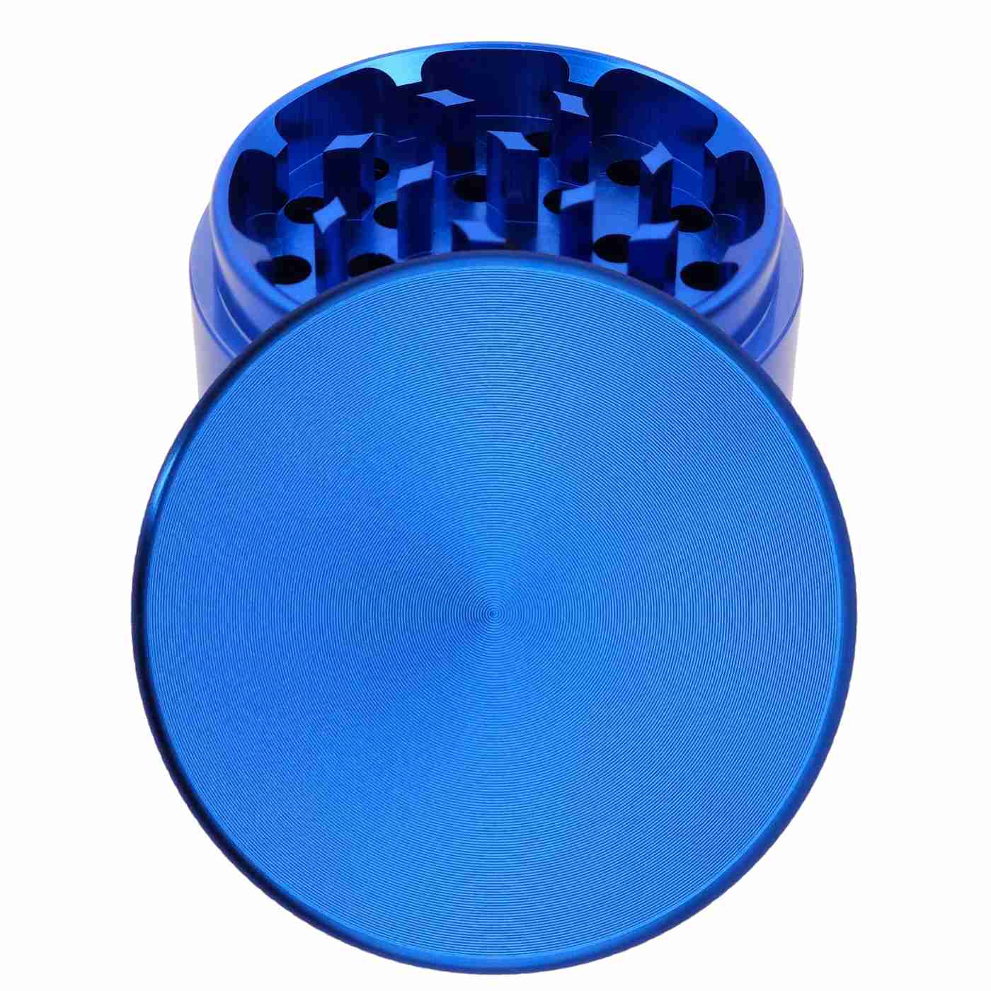 Runder Grinder in Blau – personalisierbar mit eigenem Namen oder Bild, hochwertig verarbeitet.