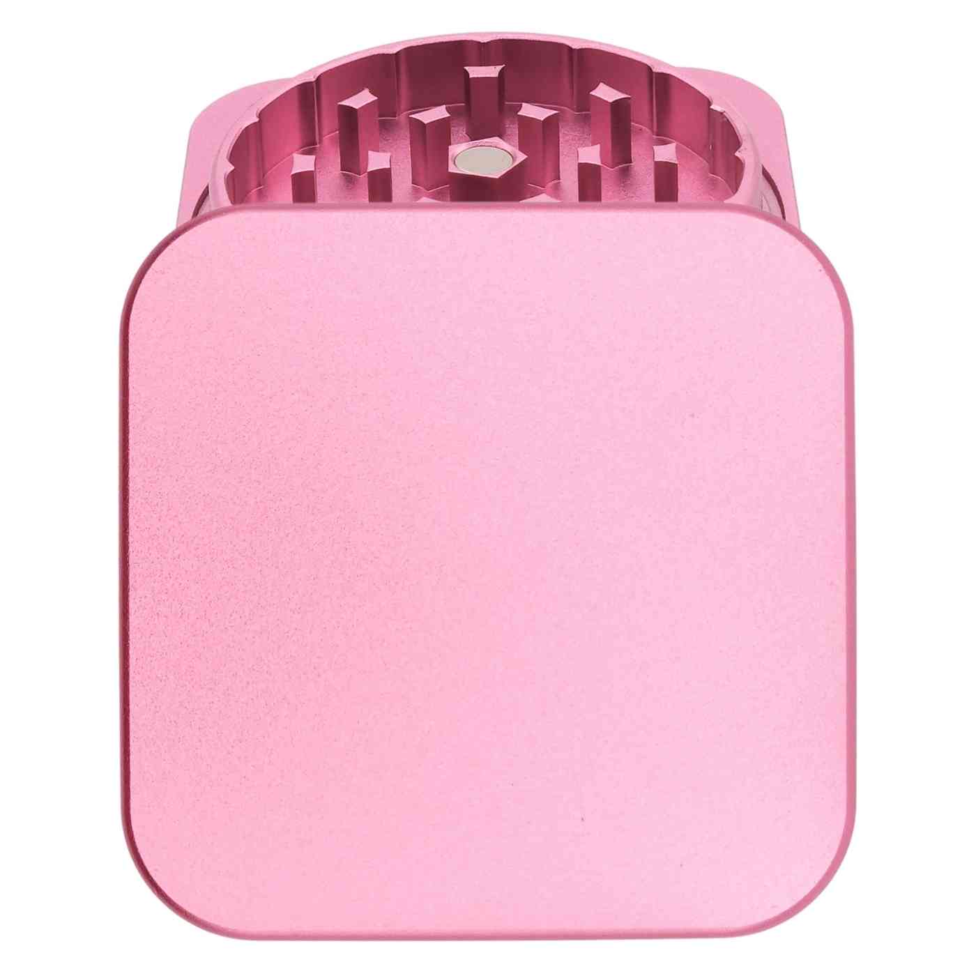 Quadratischer Grinder in Pink – auffälliger Grinder zum Personalisieren mit eigenem Motiv.