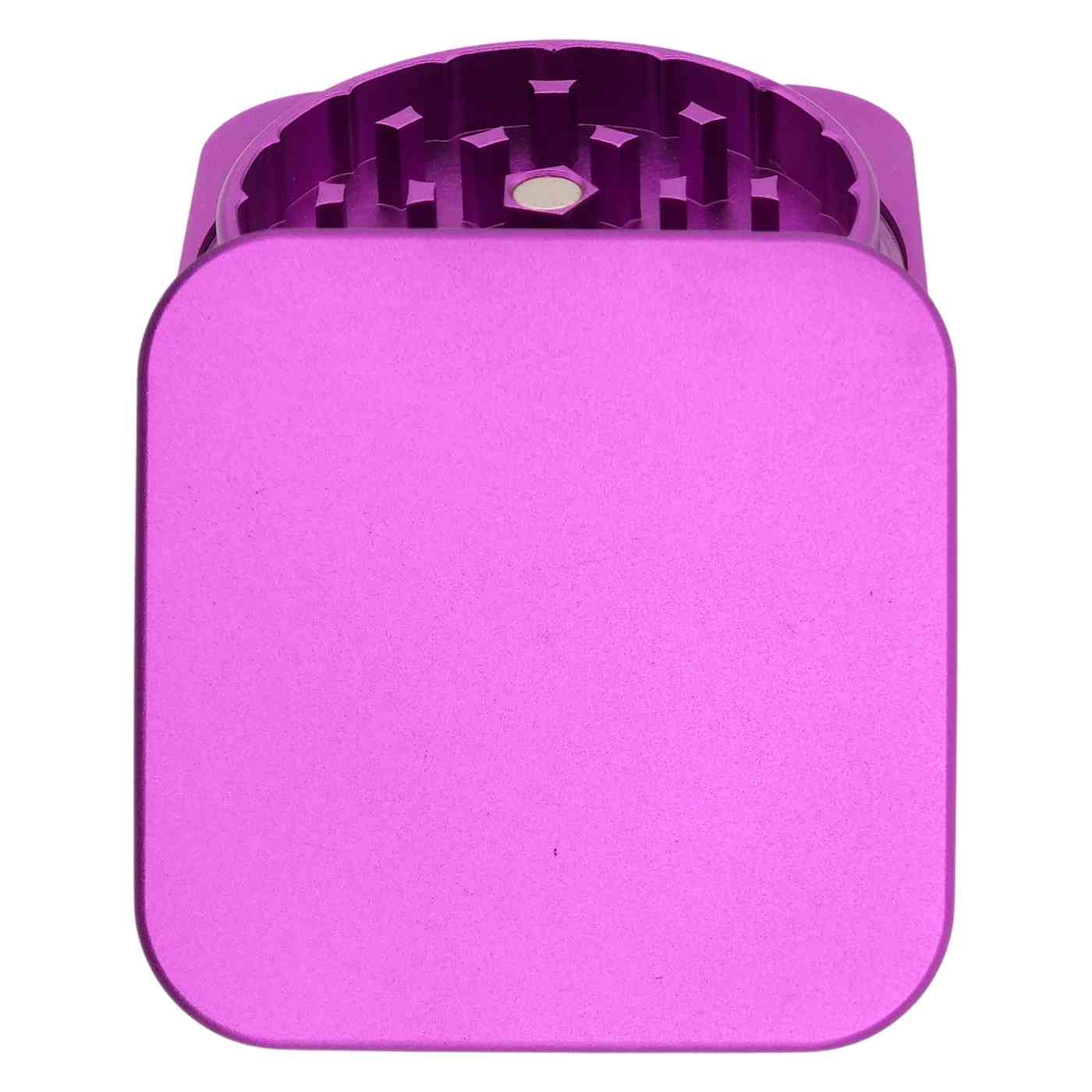 Personalisierter quadratischer Grinder in Lila – modern, edel und individuell gravierbar.