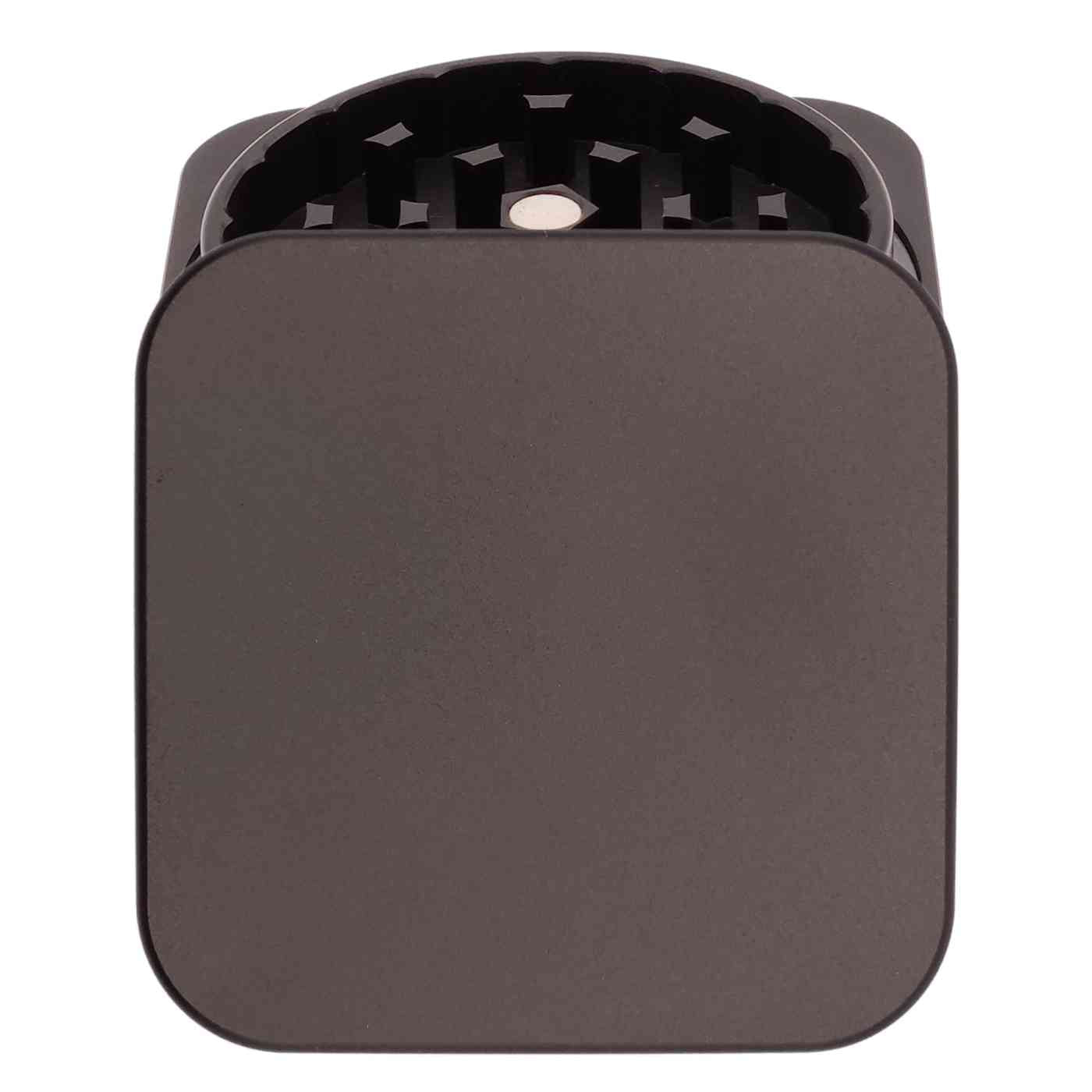 Quadratischer Grinder in Schwarz – personalisiert mit Gravur, moderne Form zum Selbstgestalten.