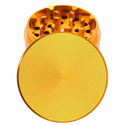 Runder Grinder in Gold – luxuriöses Design, personalisierbar mit Gravur oder eigenem Bild.