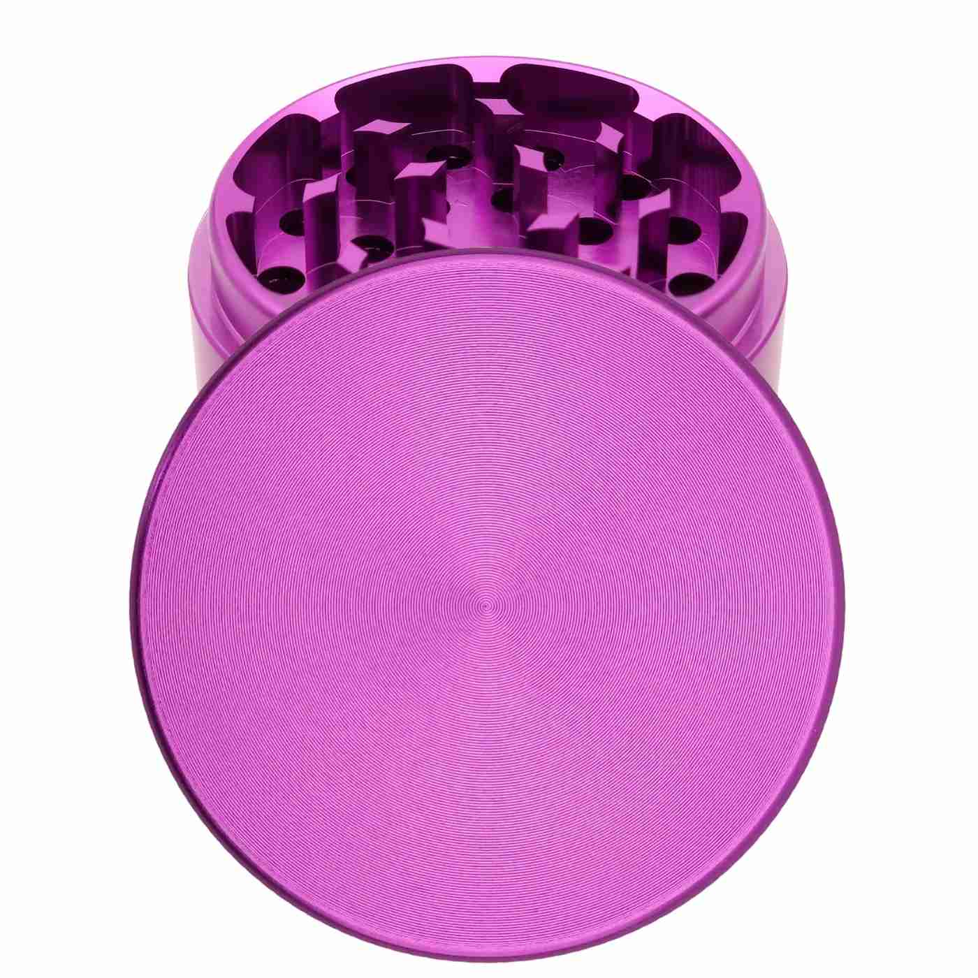 Personalisierter runder Grinder in Lila – individuell mit Gravur gestalten, stylisch und funktional.