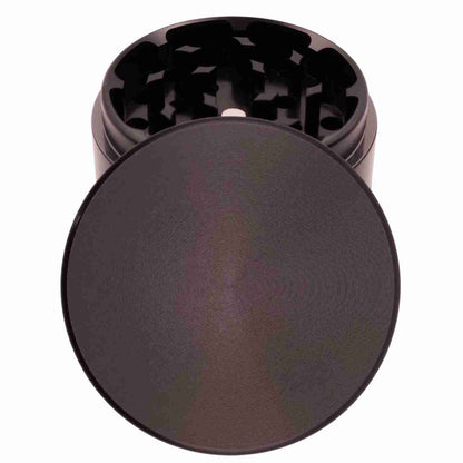 Personalisierter runder Grinder in Schwarz – hochwertiger Kräutermühle mit Gravur, ideal zum Selbstgestalten.